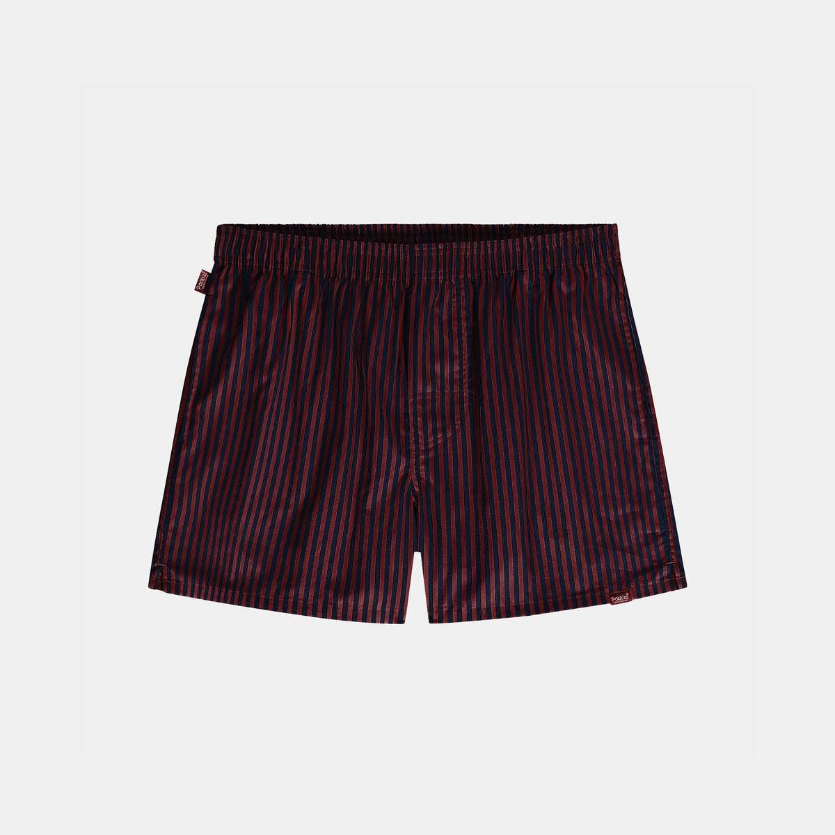 Striped boxer shorts in navy/red by Pockies, front view